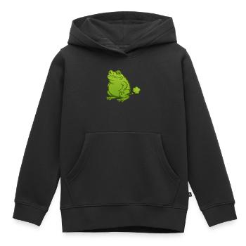 Furzender Frosch Pups Furz pupsen Kröte furzen  - Kinder Premium Organic Hoodie - Schwarz - Vorne - AI Model Kid Male (0cm)