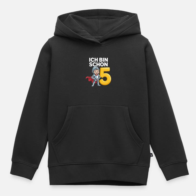 J’ai 5 ans - Jeune chevalier cool pour 5 ans - Sweat Premium à capuche enfant bio - noir