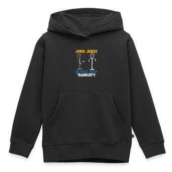 Fitness JUNGE JUNGE DU HASTDOCH TRAINIERT LUSTIG - Kinder Premium Organic Hoodie - Schwarz - Vorne - AI Model Kid Male (0cm)