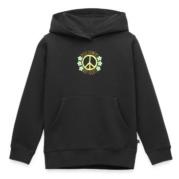Cueillez des fleurs, pas des disputes, fleurs Paix Logo drôle - Sweat Premium à capuche enfant bio - noir - Devant - AI Model Kid Male (0cm)