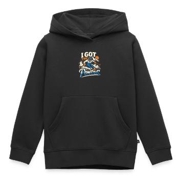 Ski à propulsion | J’ai la poudre | Neige poudreuse - Sweat Premium à capuche enfant bio - noir - Devant - AI Model Kid Male (0cm)