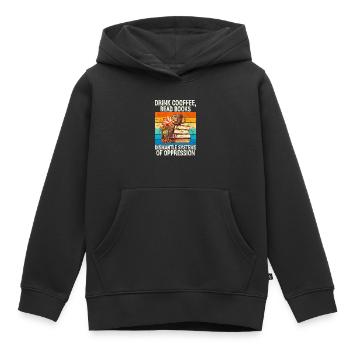 Boire du café, lire des livres, démanteler les systèmes d’Oppre - Sweat Premium à capuche enfant bio - noir - Devant - AI Model Kid Male (0cm)