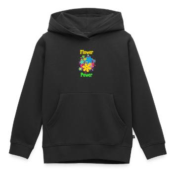 flower power - Kids Premium Organic Hoodie - black - Front - AI Model Kid Male (0cm)