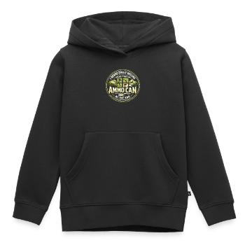 Only with cache at the destination | Geocaching Humor - Kids Premium Organic Hoodie - black - Front - AI Model Kid Male (0cm)