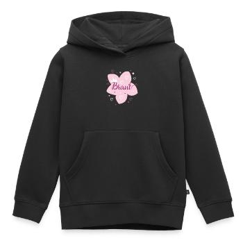 Hochzeit Brat Blüte mit Krone Schriftzug - Kinder Premium Organic Hoodie - Schwarz - Vorne - AI Model Kid Male (0cm)