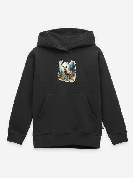 Hirsch Reh - Kinder Premium Organic Hoodie - Schwarz