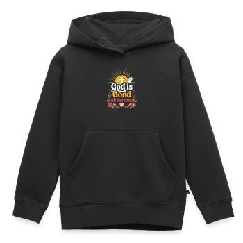Dieu est bon tout le temps chrétien - Sweat Premium à capuche enfant bio - noir - Devant - AI Model Kid Male (0cm)