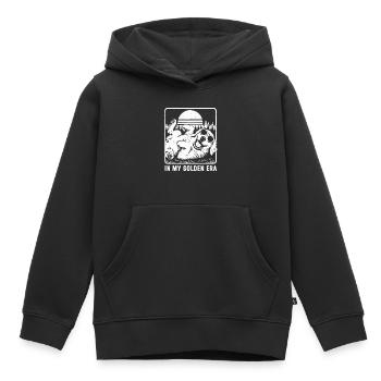 Golden Retriever Era Vintage | Chien Rétro Sunset - Sweat Premium à capuche enfant bio - noir - Devant - AI Model Kid Male (0cm)