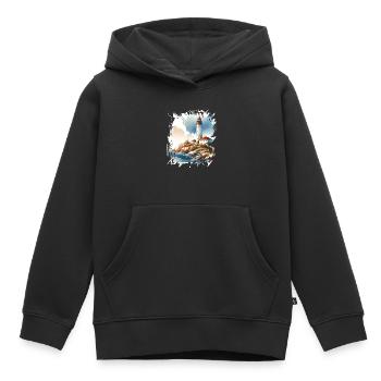 phare - Sweat Premium à capuche enfant bio - noir - Devant - AI Model Kid Male (0cm)