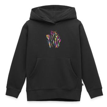 Multicolored Kitchen Utensils Splash Art - Kids Premium Organic Hoodie - black - Front - AI Model Kid Male (0cm)