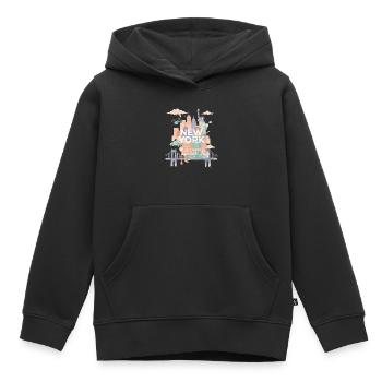 Pastel New York Skyline Watercolor - Kids Premium Organic Hoodie - black - Front - AI Model Kid Male (0cm)