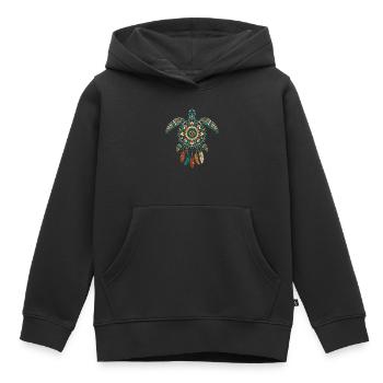 Meeresschildkröten-Mandala Traumfänger-Boho - Kinder Premium Organic Hoodie - Schwarz - Vorne - AI Model Kid Male (0cm)