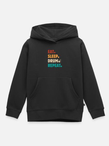Eat Sleep Drum Repeat - Schlagzeuger - Kinder Premium Organic Hoodie - Schwarz