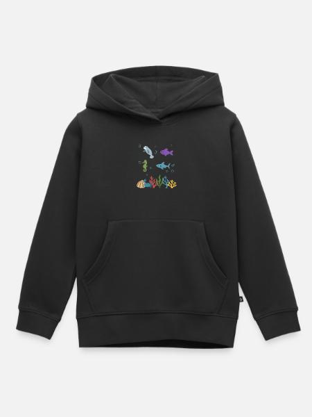 Seekuh Unterwasser Kinder Fisch Seepferdchen - Kinder Premium Organic Hoodie - Schwarz