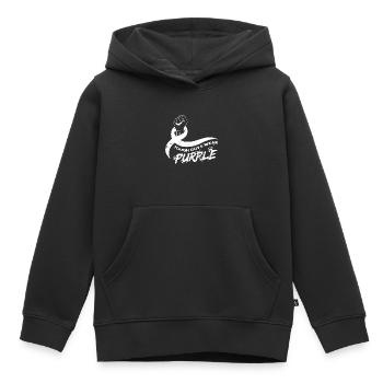 Les durs à cuire portent du violet - Sweat Premium à capuche enfant bio - noir - Devant - AI Model Kid Male (0cm)