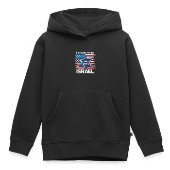 I Stand With Israel Patriotic - Kids Premium Organic Hoodie - black - Front - AI Model Kid Male (0cm)