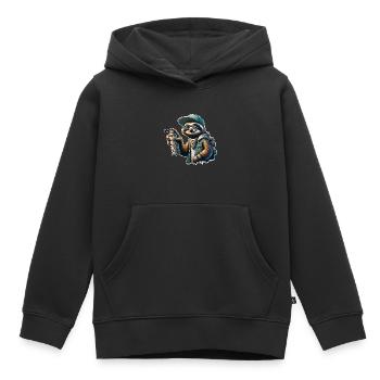Sloth Graffiti Sprayer Street Art - Kids Premium Organic Hoodie - black - Front - AI Model Kid Male (0cm)