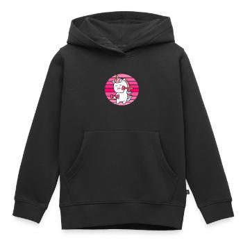 Muskel Einhorn Sonnenuntergang - Kinder Premium Organic Hoodie - Schwarz - Vorne - AI Model Kid Male (0cm)