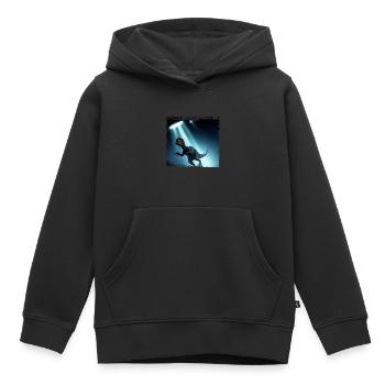 UFO trifft auf Dinosaurier - Kinder Premium Organic Hoodie - Schwarz - Vorne - AI Model Kid Male (0cm)
