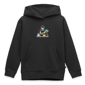 Humou ménage - Sweat Premium à capuche enfant bio - noir - Devant - AI Model Kid Male (0cm)