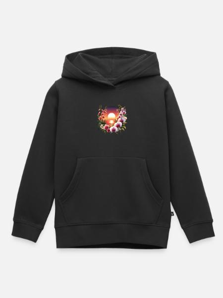 Orchideen-Sonnenuntergang - Kinder Premium Organic Hoodie - Schwarz