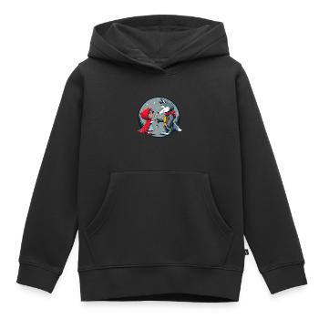 Petit Chaperon Rouge Loup Conte de fées Fleur pour enfants Personnage de conte de fées - Sweat Premium à capuche enfant bio - noir - Devant - AI Model Kid Male (0cm)