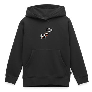 Vache Bonjour Bonjour Bonjour Bonne Journée Servus Moin - Sweat Premium à capuche enfant bio - noir - Devant - AI Model Kid Male (0cm)