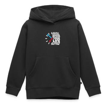 Travailleurs sociaux Travail social Travail social - Sweat Premium à capuche enfant bio - noir - Devant - AI Model Kid Male (0cm)