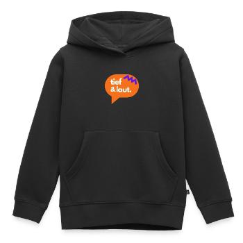 tief & laut - Kinder Premium Organic Hoodie - Schwarz - Vorne - AI Model Kid Male (0cm)