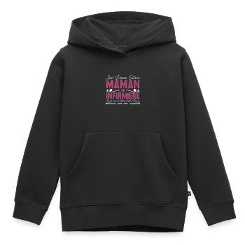 J'ai deux titres maman et Infirmière. Cadeau Maman - Sweat Premium à capuche enfant bio - noir - Devant - AI Model Kid Male (0cm)