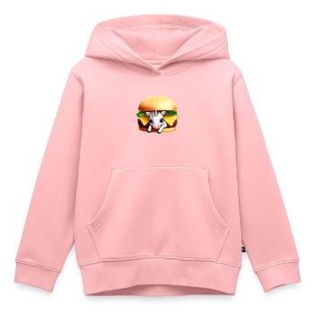 Licorne Cheeseburger - Sweat Premium à capuche enfant bio - rose - Devant - AI Model Kid Female (0cm)