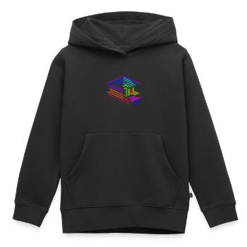 Liniengeometrie eines Objektes in Regenbogenfarben - Kinder Premium Organic Hoodie - Schwarz - Vorne - AI Model Kid Male (0cm)