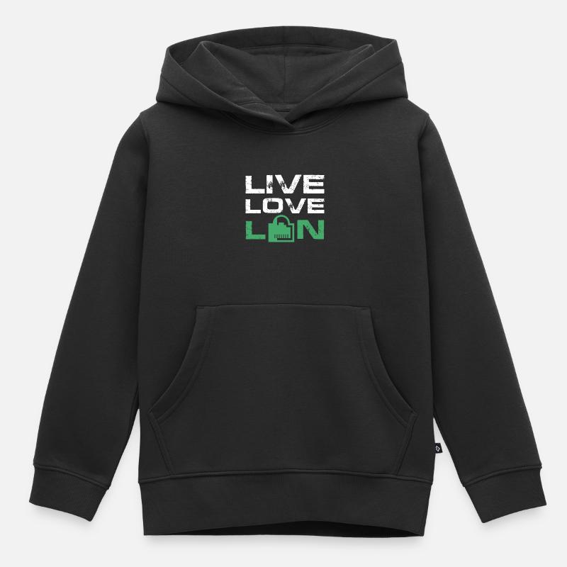 Live Love Lan IT Tech Administration du réseau - Sweat Premium à capuche enfant bio - noir