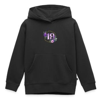 Geburtstag 19 Mädchen Blumenkranz Neunzehn 19 Jahr - Kinder Premium Organic Hoodie - Schwarz - Vorne - AI Model Kid Male (0cm)