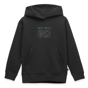 Hello World - Computer Pr... Programmeur & Nerd - Sweat Premium à capuche enfant bio - noir - Devant - AI Model Kid Male (0cm)