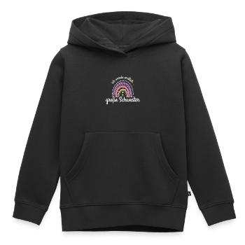 Ich werde Große Schwester 2023 / Regenbogen - Kinder Premium Organic Hoodie - Schwarz - Vorne - AI Model Kid Male (0cm)