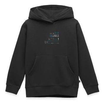Oui, mes collègues l’ont acheté pour moi. - Sweat Premium à capuche enfant bio - noir - Devant - AI Model Kid Male (0cm)