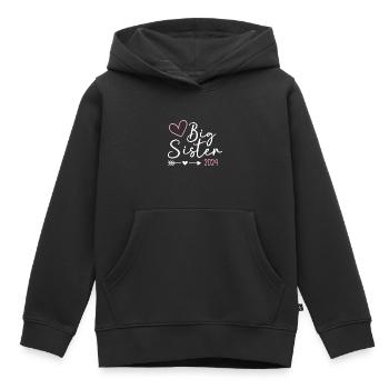 Ich werde große Schwester 2024 Herz Loading Süß - Kinder Premium Organic Hoodie - Schwarz - Vorne - AI Model Kid Male (0cm)