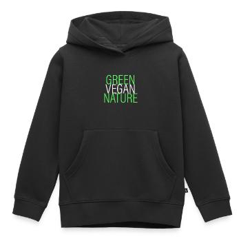vert - végétalien - naturel - Sweat Premium à capuche enfant bio - noir - Devant - AI Model Kid Male (0cm)