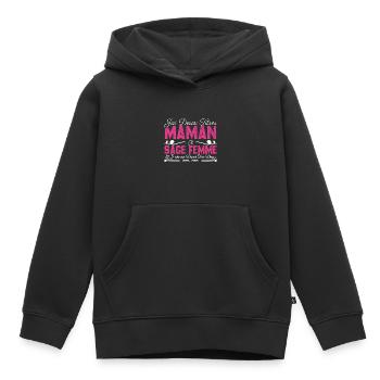 J'ai deux titres maman et Sage femme. Cadeau Maman - Sweat Premium à capuche enfant bio - noir - Devant - AI Model Kid Male (0cm)