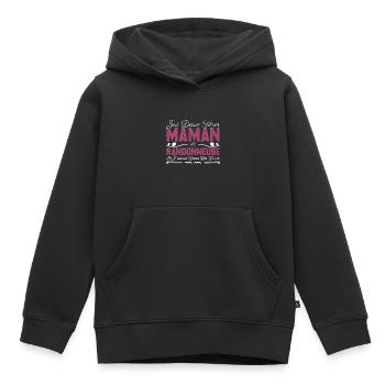 J'ai deux titres maman et Randonneuse.Cadeau Maman - Sweat Premium à capuche enfant bio - noir - Devant - AI Model Kid Male (0cm)