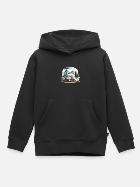 Camping Wohnwagen - Kinder Premium Organic Hoodie - Schwarz
