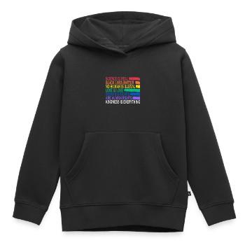 Rainbow Arc-en-ciel Lesbe Pride LGBTQ Vêtements Homme - Sweat Premium à capuche enfant bio - noir - Devant - AI Model Kid Male (0cm)