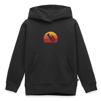 Tuba Vintage Sunset Brass Band Brass Instrument - Sweat Premium à capuche enfant bio - noir - Devant - AI Model Kid Male (0cm)