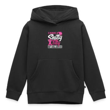 J’ai une mésange de merde mais je survivrai au sein - Sweat Premium à capuche enfant bio - noir - Devant - AI Model Kid Male (0cm)