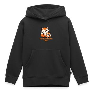 Großer Bruder 2026 niedlicher Fuchs Füchse Geburt - Kinder Premium Organic Hoodie - Schwarz - Vorne - AI Model Kid Male (0cm)