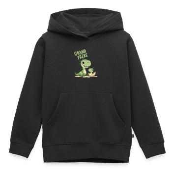 Grand frère dinosaure enfin plus enfant unique - Sweat Premium à capuche enfant bio - noir - Devant - AI Model Kid Male (0cm)