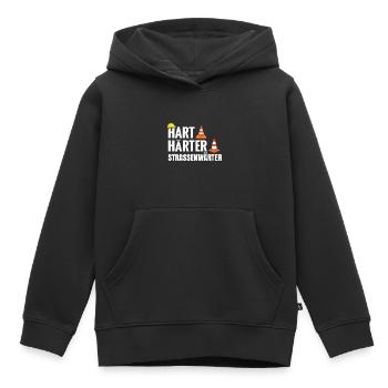 Hart Härter Straßenwärter Straßenbau Straßenbauer - Kinder Premium Organic Hoodie - Schwarz - Vorne - AI Model Kid Male (0cm)