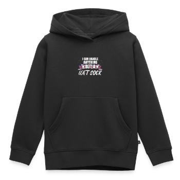 Ich kann mit allem umgehen, nur nicht mit einer nassen Socke - Kinder Premium Organic Hoodie - Schwarz - Vorne - AI Model Kid Male (0cm)