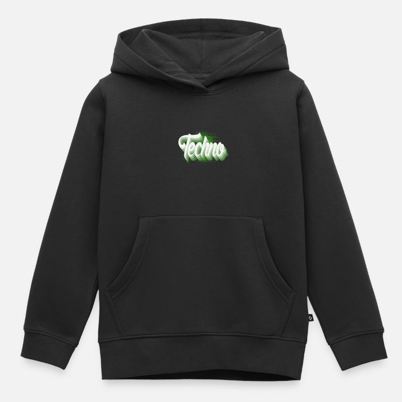 Techno - Kinder Premium Organic Hoodie - Schwarz